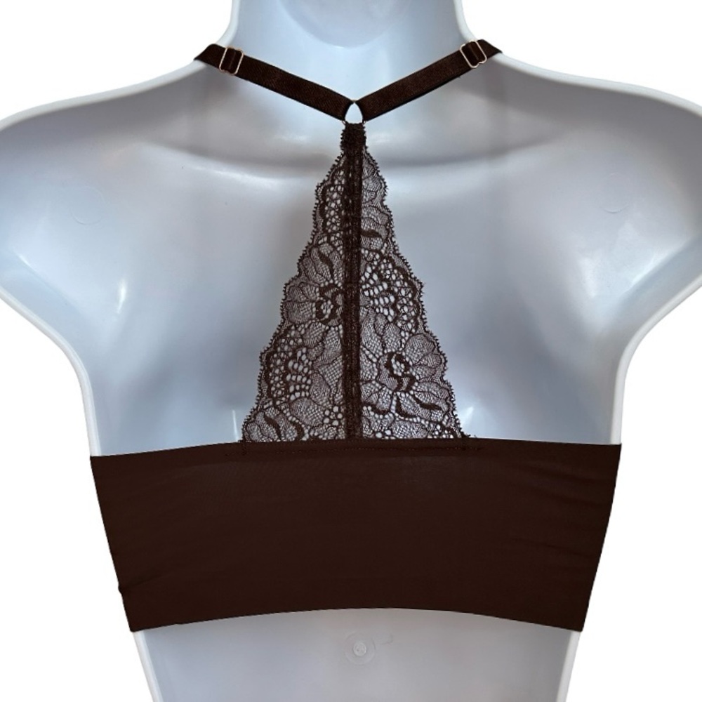 NEW DANSKIN RACERBACK LACE BRA WITH REMOVABLE PADDING NO UNDERWIRE - Picture 3 of 4